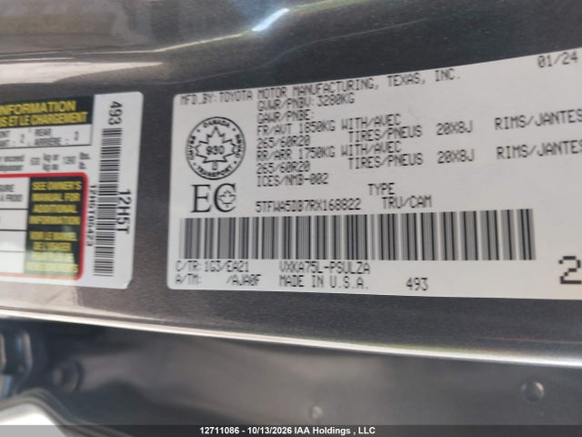5TFWA5DB7RX168822 Toyota Tundra Crewmax Limited/crewmax Platinum/crewmax 1794