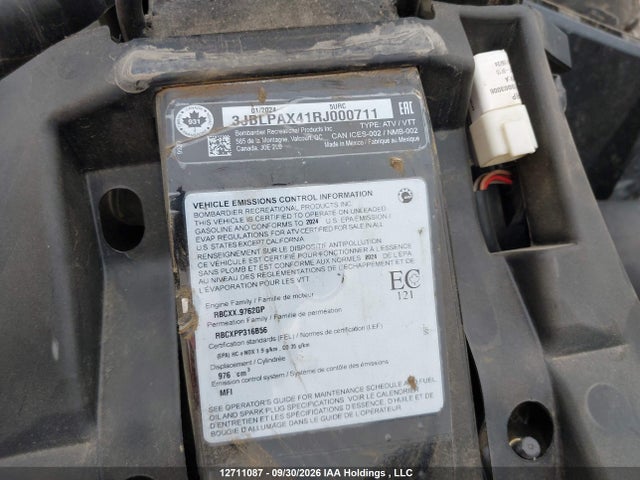 3JBLPAX41RJ000711 Can-Am Outlander Max Xt 1000r/xt-p 1000r