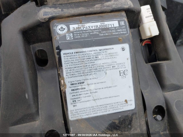 3JBLPAX41RJ000711 Can-Am Outlander Max Xt 1000r/xt-p 1000r