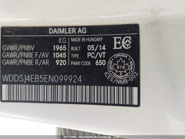 Продаж на аукціоні авто 2014 Mercedes-benz Cla 250, vin: WDDSJ4EB5EN099924, номер лоту: 12711095