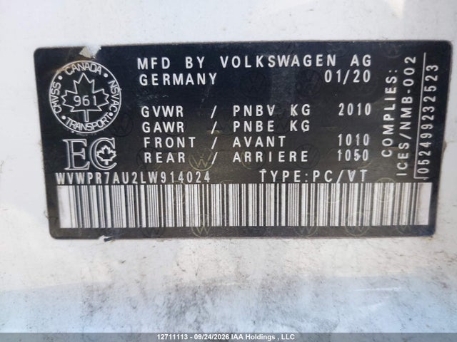 Aukcja sprzedaży 2020 Volkswagen E-golf Comfortline, vin: WVWPR7AU2LW914024, numer aukcji: 12711113