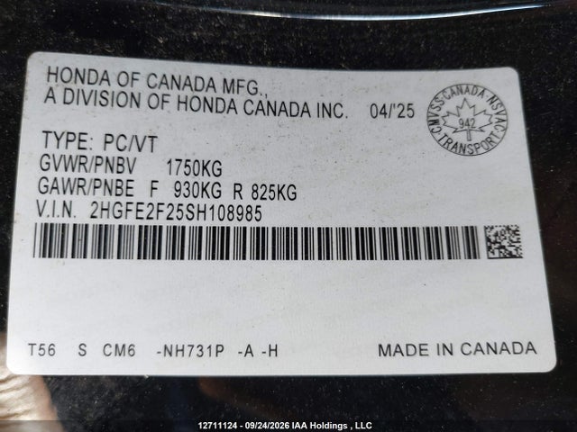 Honda Civic Lx 2025 2HGFE2F25SH108985 Image 19