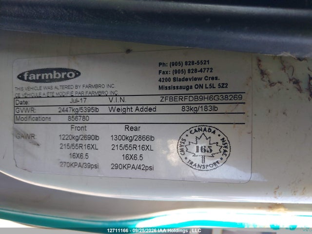 12711166 :رقم المزاد ، ZFBERFDB9H6G38269 vin ، 2017 Ram Promaster City Tradesman Slt مزاد بيع