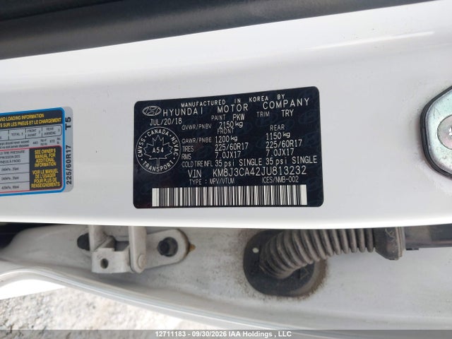12711183 :رقم المزاد ، KM8J3CA42JU813232 vin ، 2018 Hyundai Tucson Luxury 2.0l مزاد بيع