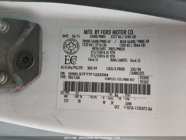 12711195 :رقم المزاد ، NM0LS7F77F1225584 vin ، 2015 Ford Transit Connect مزاد بيع