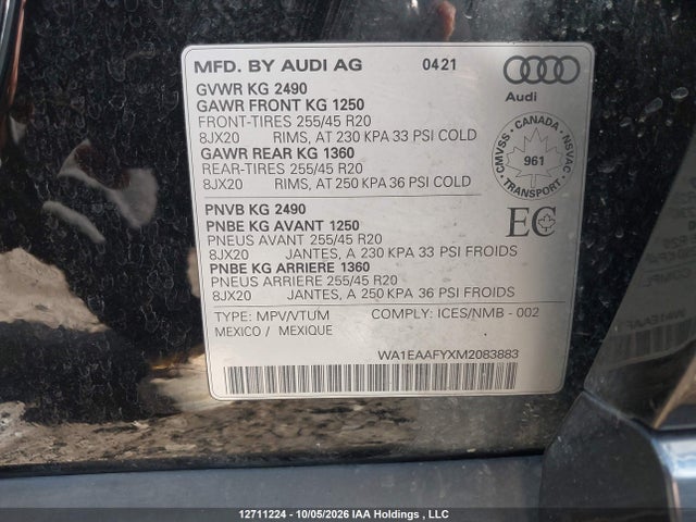 Audi Q5 Progressiv 2021 WA1EAAFYXM2083883 Image 9