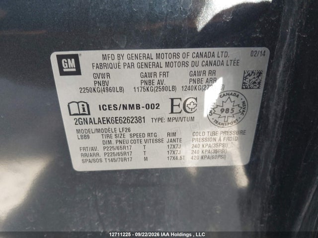 2014 Chevrolet Equinox Ls მანქანა იყიდება აუქციონზე, vin: 2GNALAEK6E6262381, აუქციონის ნომერი: 12711225