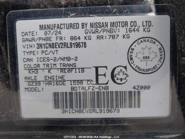 Nissan VERSA SV 2024 3N1CN8EV2RL919678 Image 19
