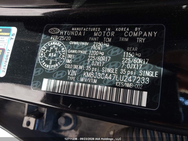 2020 Hyundai Tucson მანქანა იყიდება აუქციონზე, vin: KM8J3CA47LU247233, აუქციონის ნომერი: 12711236