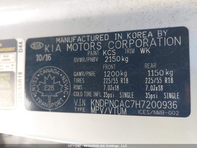 KIA Sportage 2017 KNDPNCAC7H7200936 Image 18