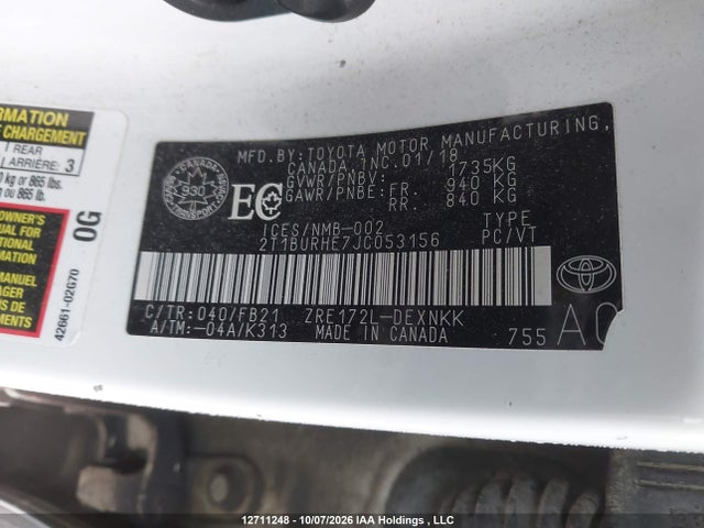Toyota COROLLA LE 2018 2T1BURHE7JC053156 Image 19