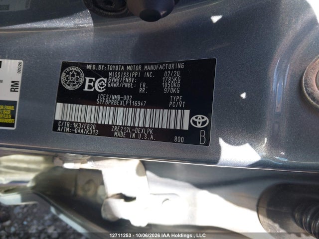 5YFBPRBEXLP116947 Toyota COROLLA LE