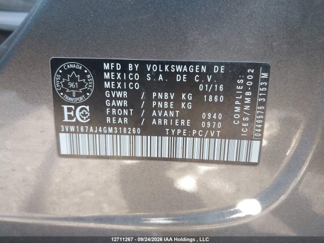 Volkswagen JETTA S 2016 3VW167AJ4GM318260 Image 9