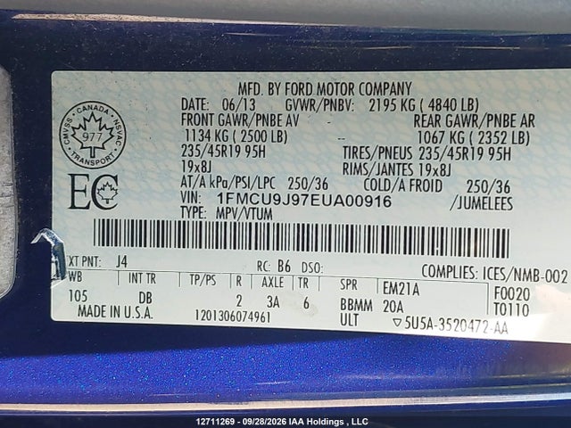 Ford Escape Titanium 2014 1FMCU9J97EUA00916 Image 9