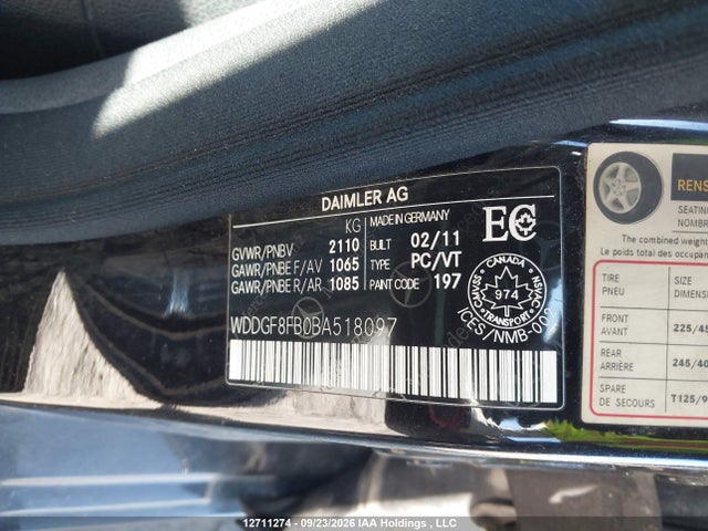 2011 Mercedes-benz C 250 4matic მანქანა იყიდება აუქციონზე, vin: WDDGF8FB0BA518097, აუქციონის ნომერი: 12711274