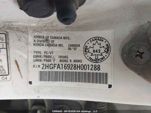 Продаж на аукціоні авто 2008 Honda Civic Ex-l, vin: 2HGFA16928H001288, номер лоту: 12695843