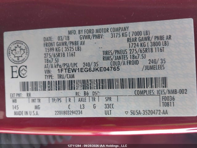 Ford F150 Supercrew 2018 1FTEW1EG6JKE04765 Image 19