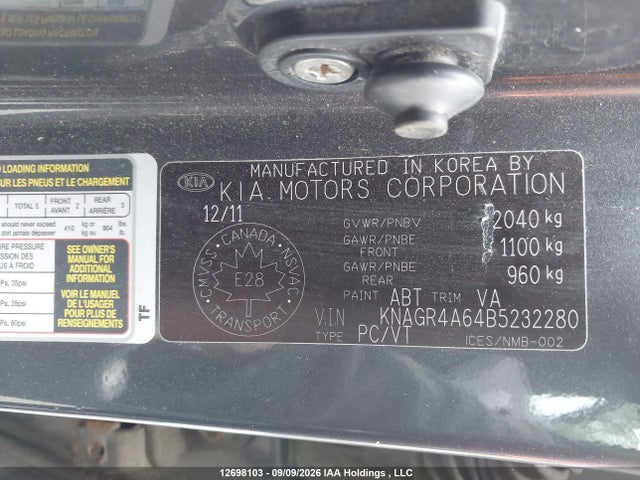 Продажа на аукционе авто 2011 Kia Optima Turbo Sx, vin: KNAGR4A64B5232280, номер лота: 12698103