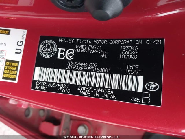Toyota PRIUS PRIME 2021 JTDKAMFP9M3183081 Image 9