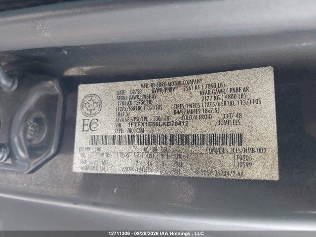 Ford F-150 Xlt 2020 1FTFX1E56LKD70412 Image 9