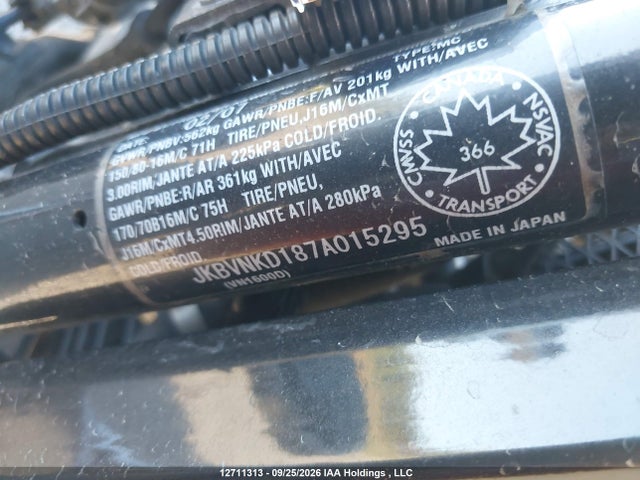 2007 Kawasaki Vn1600 D მანქანა იყიდება აუქციონზე, vin: JKBVNKD187A015295, აუქციონის ნომერი: 12711313