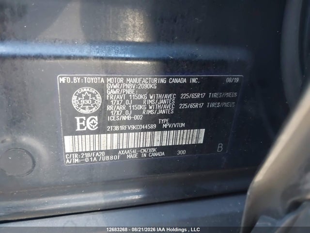 Toyota RAV4 LE 2019 2T3B1RFV9KC044589 Image 9