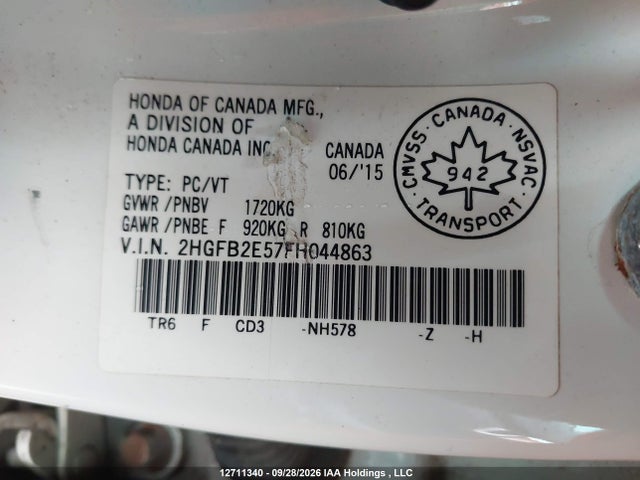 Honda Civic Lx 2015 2HGFB2E57FH044863 Image 19