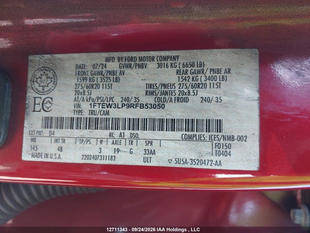 1FTEW3LP9RFB53050 Ford F150 Xlt