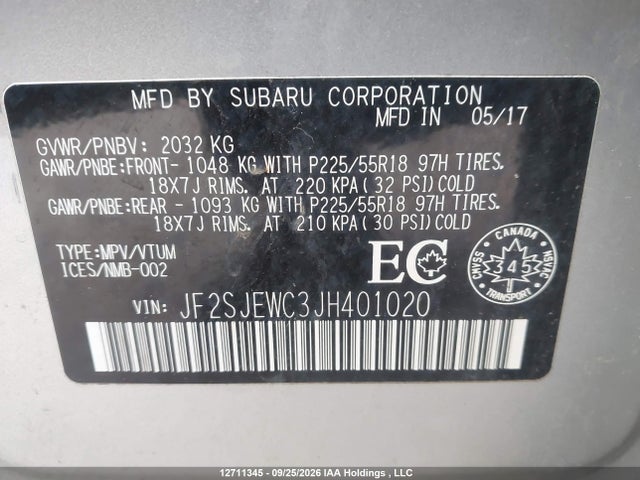 Продаж на аукціоні авто 2018 Subaru Forester 2.5i Touring, vin: JF2SJEWC3JH401020, номер лоту: 12711345