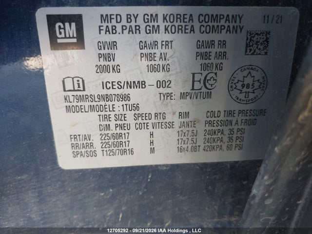 Chevrolet Trailblazer Lt 2022 KL79MRSL9NB078986 Image 9