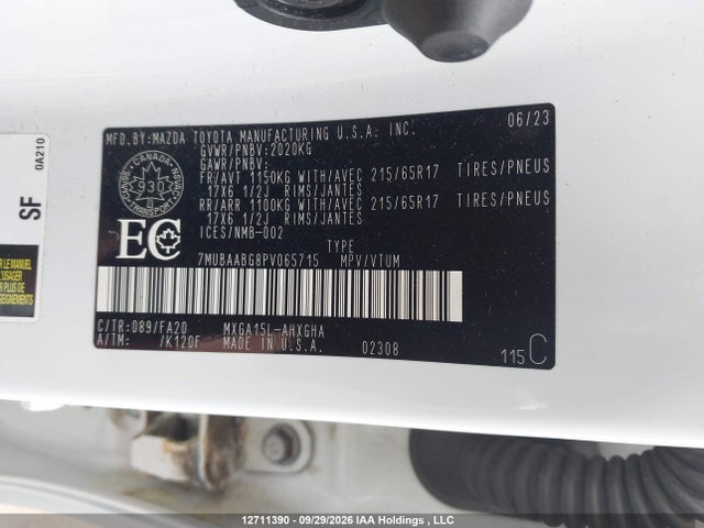Aukcja sprzedaży 2023 Toyota Corolla Cross, vin: 7MUBAABG8PV065715, numer aukcji: 12711390