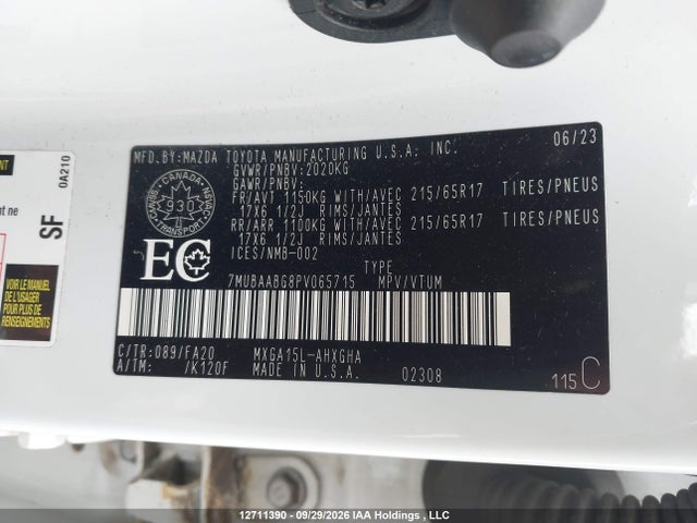 Aukcja sprzedaży 2023 Toyota Corolla Cross, vin: 7MUBAABG8PV065715, numer aukcji: 12711390