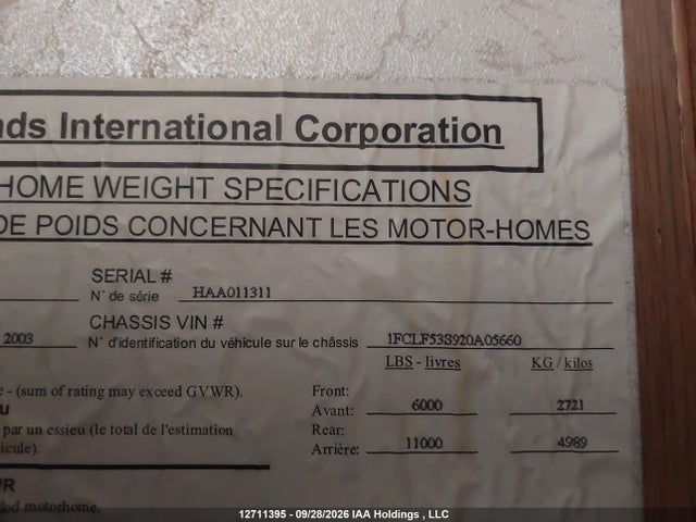 Продажа на аукционе авто 2002 Ford F550 Super Duty Stripped Chass, vin: 1FCLF53S920A05660, номер лота: 12711395