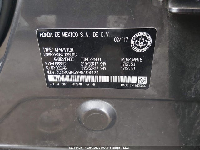 Honda HR-V EX 2017 3CZRU6H58HM106424 Image 9