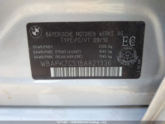 Продаж на аукціоні авто 2011 Bmw 328i Xdrive, vin: WBAPK7C51BA821336, номер лоту: 12711451