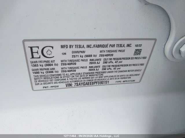 Tesla Model Y 2023 7SAYGAEE8PF590701 Image 9