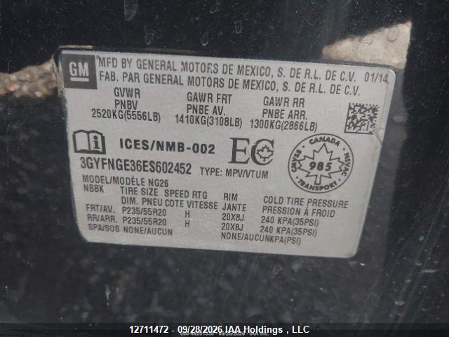 12711472 :رقم المزاد ، 3GYFNGE36ES602452 vin ، 2014 Cadillac Srx Premium Collection مزاد بيع