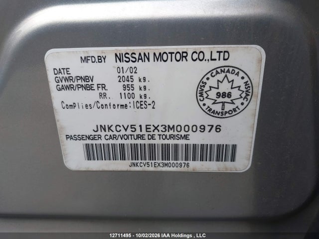 Продаж на аукціоні авто 2003 Infiniti G35, vin: JNKCV51EX3M000976, номер лоту: 12711495