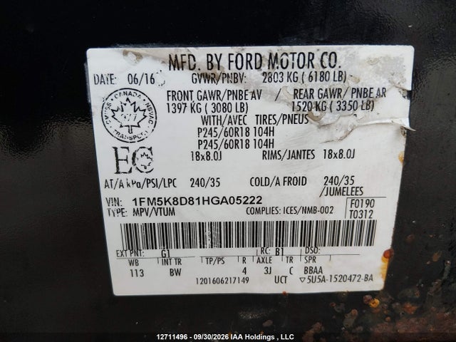 Ford EXPLORER XLT 2017 1FM5K8D81HGA05222 Image 9