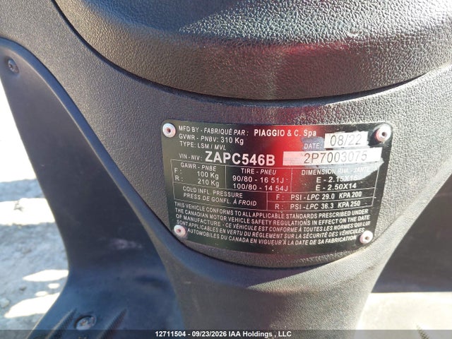 Продажа на аукционе авто 2023 Piaggio Liberty 50/50 S/50 Baci Perugina, vin: ZAPC546B2P7003075, номер лота: 12711504