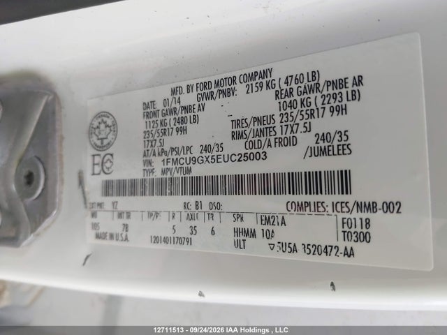 Ford Escape 2014 1FMCU9GX5EUC25003 Image 9