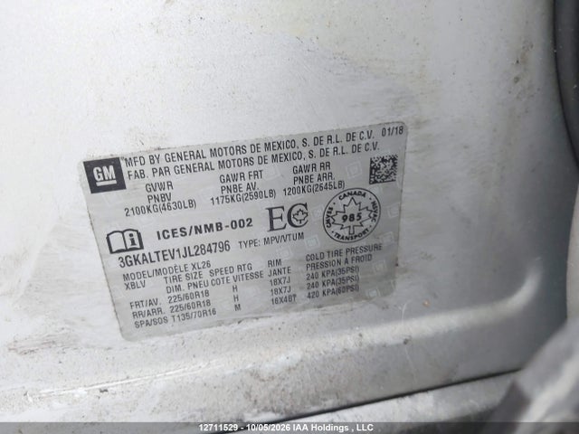 12711529 :رقم المزاد ، 3GKALTEV1JL284796 vin ، 2018 Gmc Terrain Sle مزاد بيع