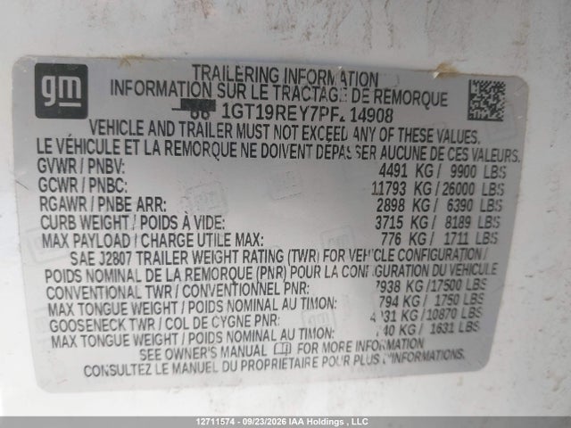 12711574 :رقم المزاد ، 1GT19REY7PF214908 vin ، 2023 Gmc Sierra 2500hd Denali مزاد بيع