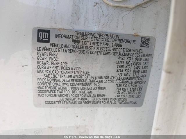 12711574 :رقم المزاد ، 1GT19REY7PF214908 vin ، 2023 Gmc Sierra 2500hd Denali مزاد بيع