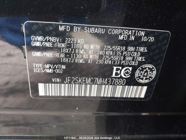 Продажа на аукционе авто 2021 Subaru Forester Sport, vin: JF2SKEMC7MH437880, номер лота: 12711641