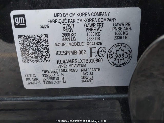 12711654 :رقم المزاد ، KL4AMESLXTB010860 vin ، 2026 Buick Encore Gx Sport Touring Awd مزاد بيع