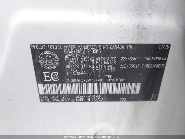 Toyota RAV4 LE 2016 2T3BFREVXGW417440 Image 9