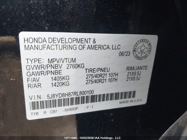Продажа на аукционе авто 2024 Acura Mdx, vin: 5J8YD8H87RL800100, номер лота: 12711686
