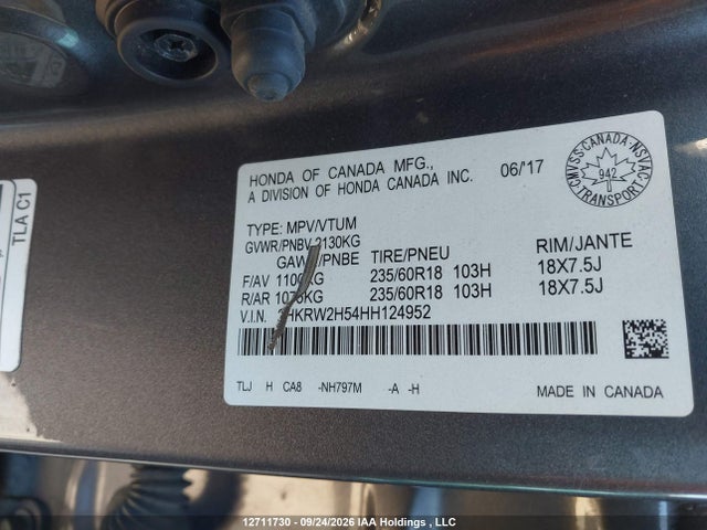 Honda CR-V EX 2017 2HKRW2H54HH124952 Image 9