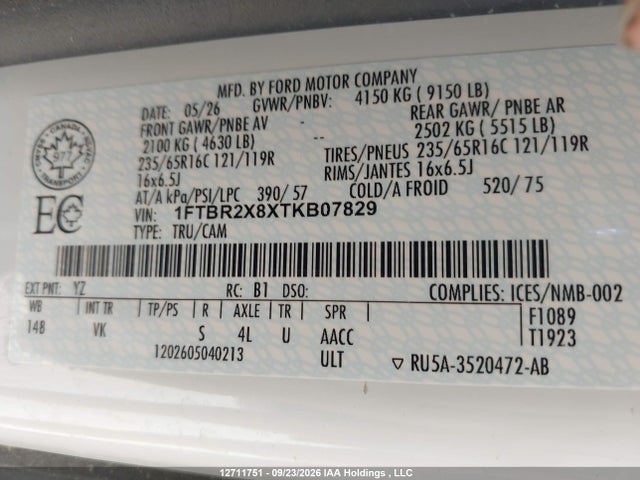 Ford Transit T-250 2026 1FTBR2X8XTKB07829 Image 9